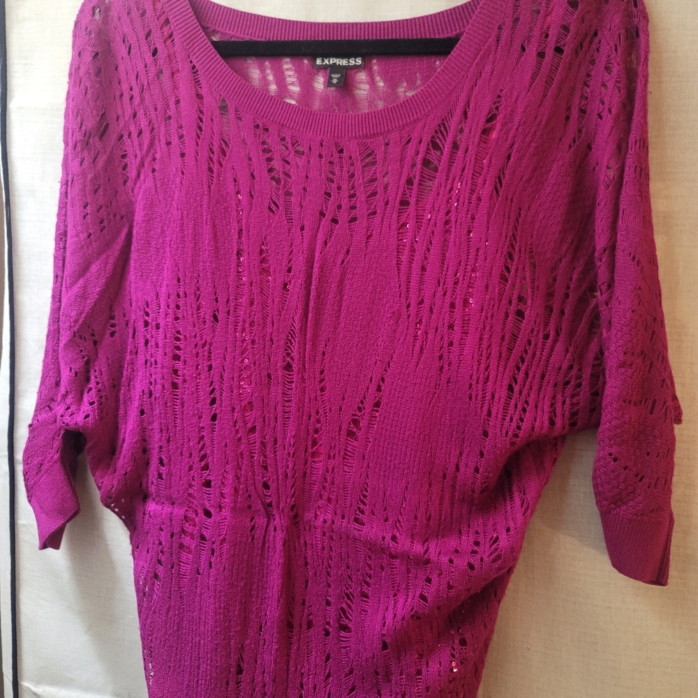 Express Pink Dolman sweater with sequined matching tank top